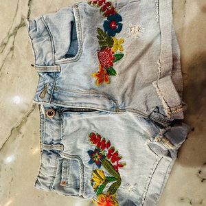 Zara embroidered jeans shorts